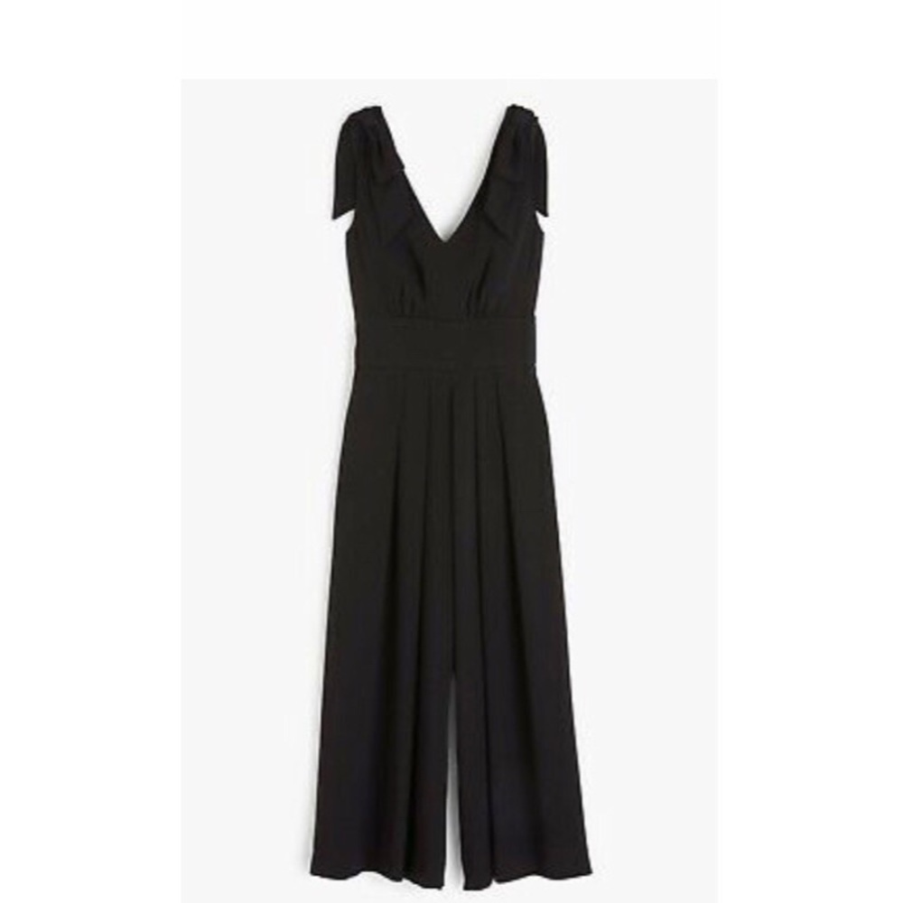 J.crew Drapey Black tie-shoulder jumpsuit